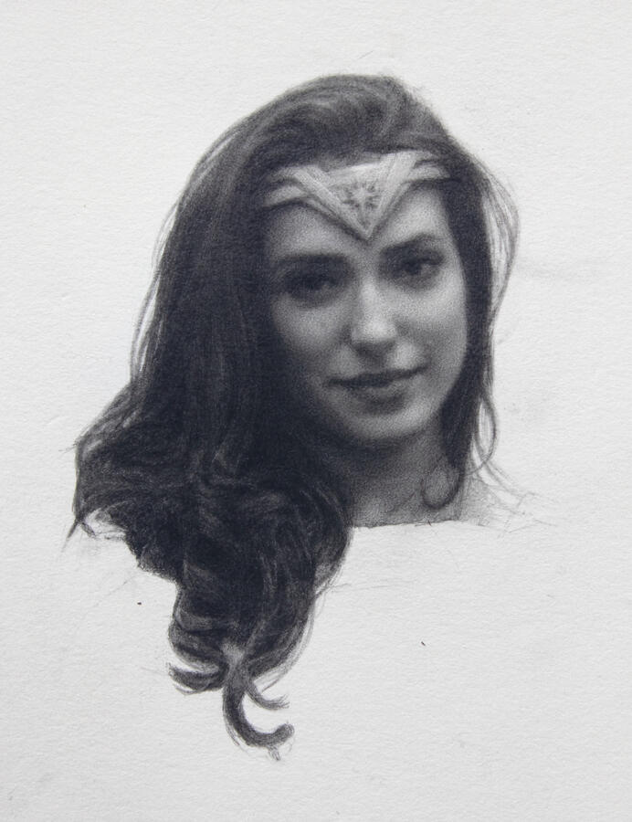 Pencil drawing of Wonder Woman